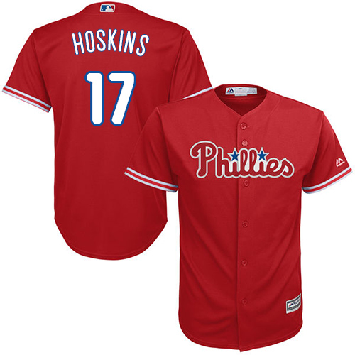 Phillies #17 Rhys Hoskins Red New Cool Base Stitched MLB Jersey